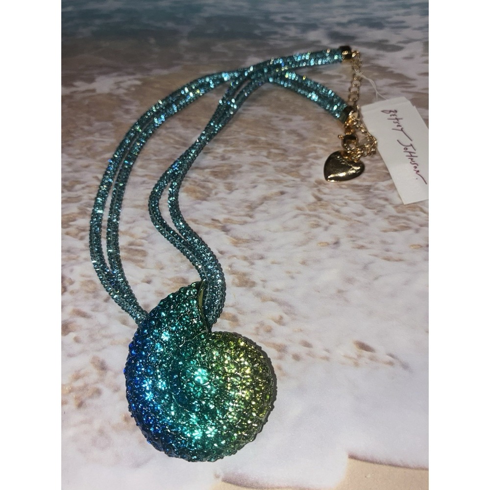 Betsey Johnson Necklace MERMAID JEWELS Shell Multi Strand Crystal Green Rare NWT